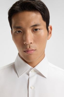 BOSS - Slim-fit shirt in easy-iron stretch-cotton twill