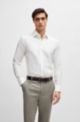 Slim-fit shirt in easy-iron stretch-cotton twill, White