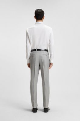 BOSS - Slim-fit shirt in easy-iron stretch-cotton twill 