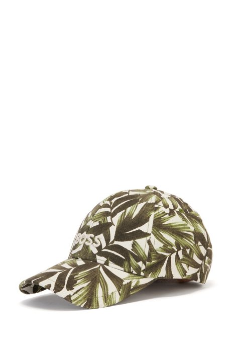 Patterned cotton-twill cap with logo, Green Patterned