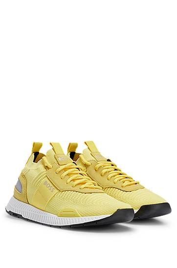 Hugo Boss Sock Trainers With Repreve® Uppers In Yellow