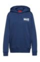 Relaxed-fit cotton hoodie with iridescent manifesto logo, Blue