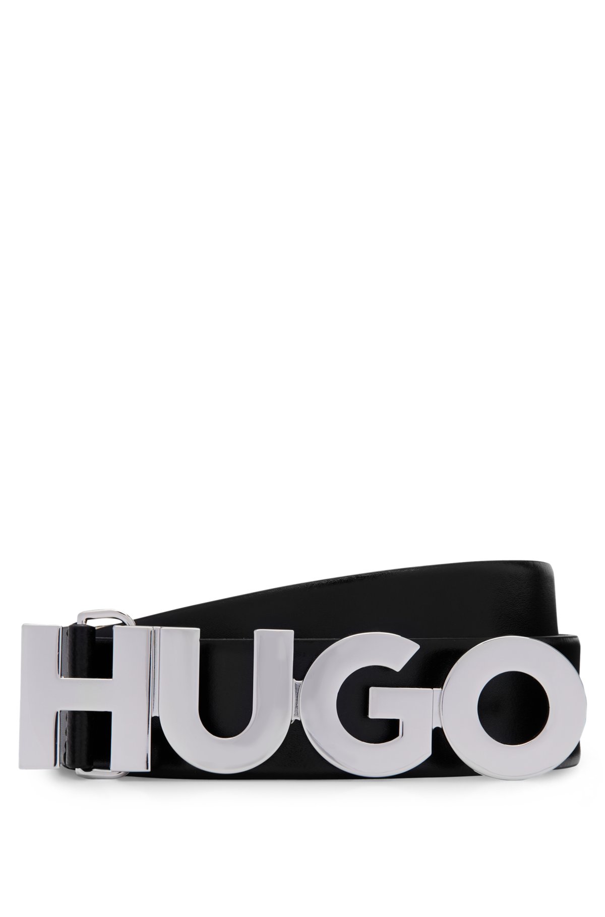 Leder mit HUGO italienischem aus Gürtel - Logo-Schließe
