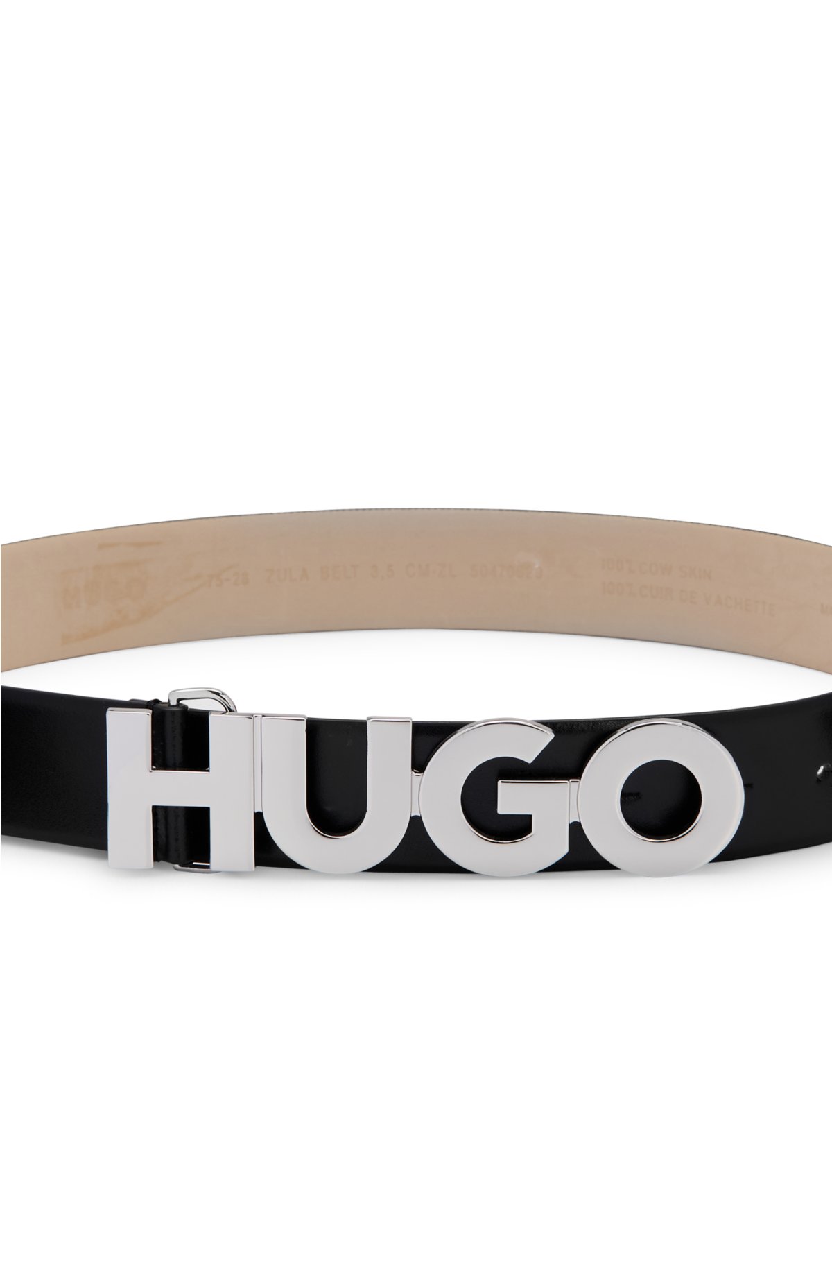 Leder mit HUGO - Logo-Schließe aus italienischem Gürtel