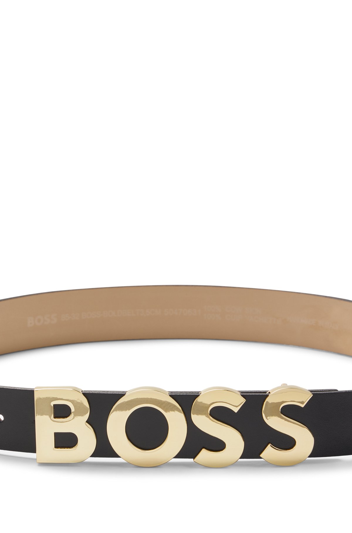 BOSS - Gürtel aus italienischem Leder mit Logo-Schließe | Lederimitatgürtel
