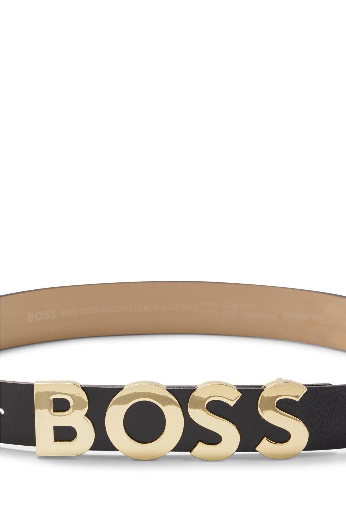 [Super-Sonderpreis] BOSS - Gürtel aus italienischem Logo-Schließe Leder mit