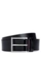 Leather belt with logo-stamped keeper, Black