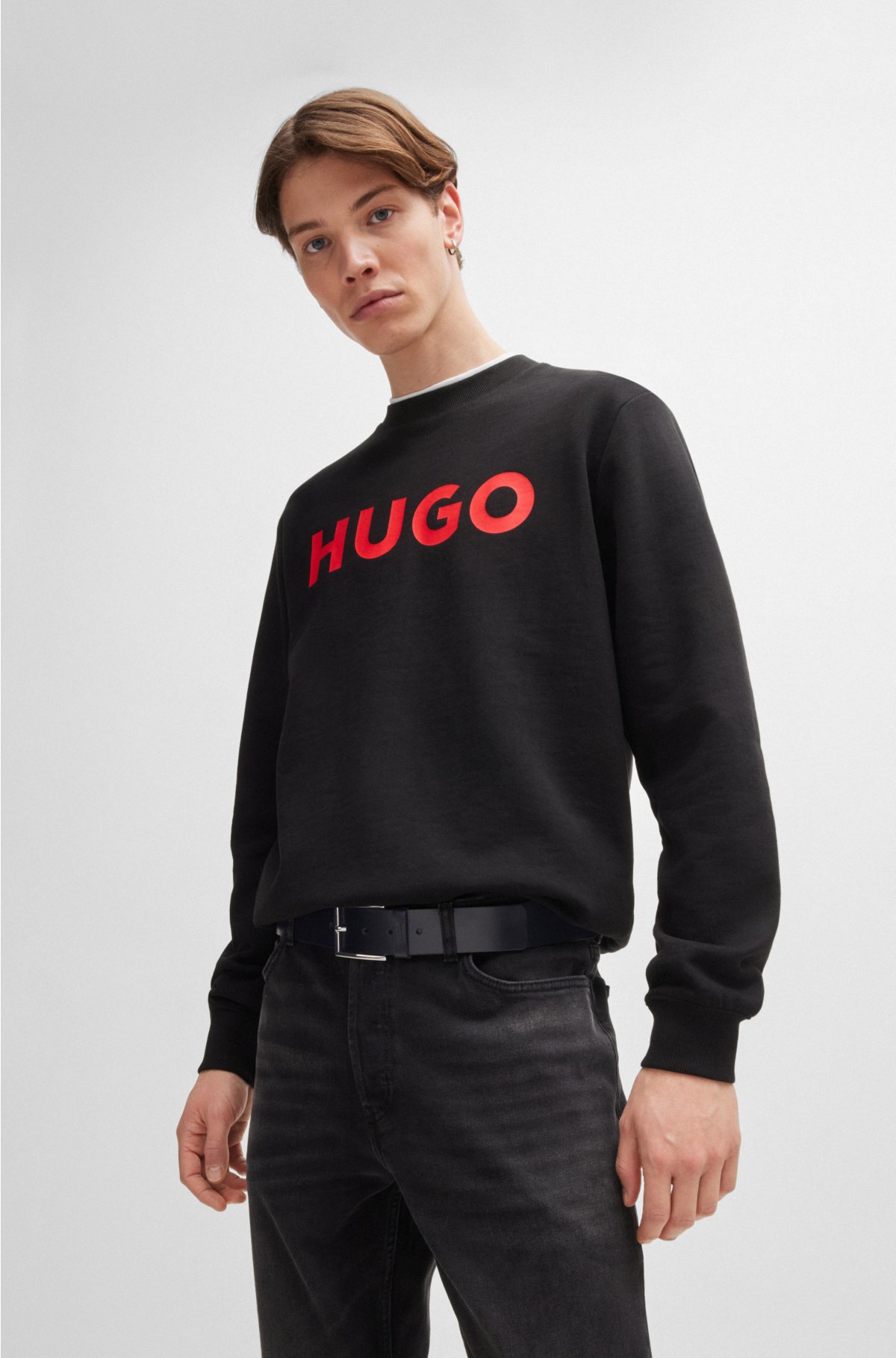 HUGO - Gürtel der Schlaufe mit Logo-Prägung Leder auf aus