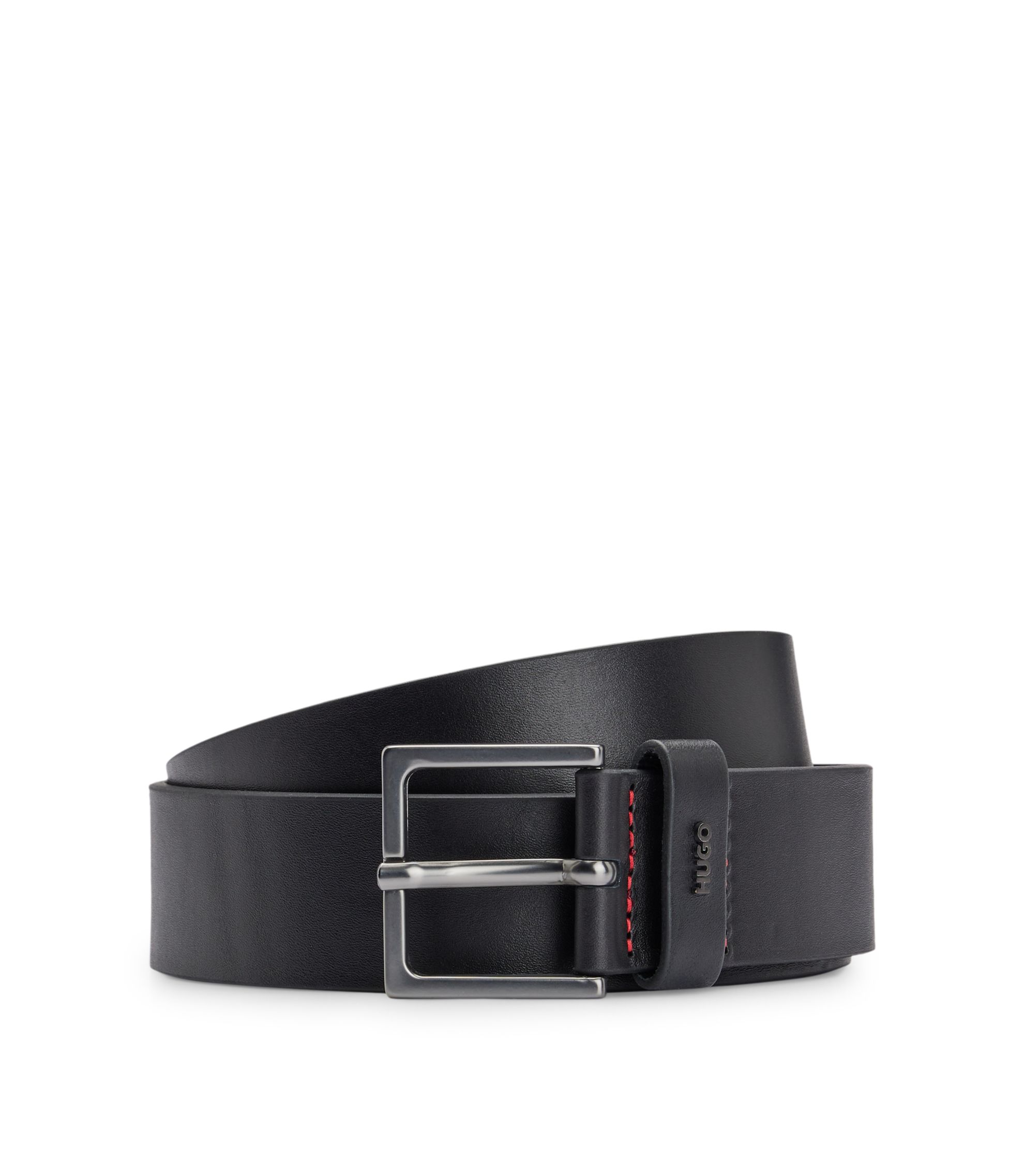 Ledergürtel mit Logo-Schriftzug auf der Schlaufe