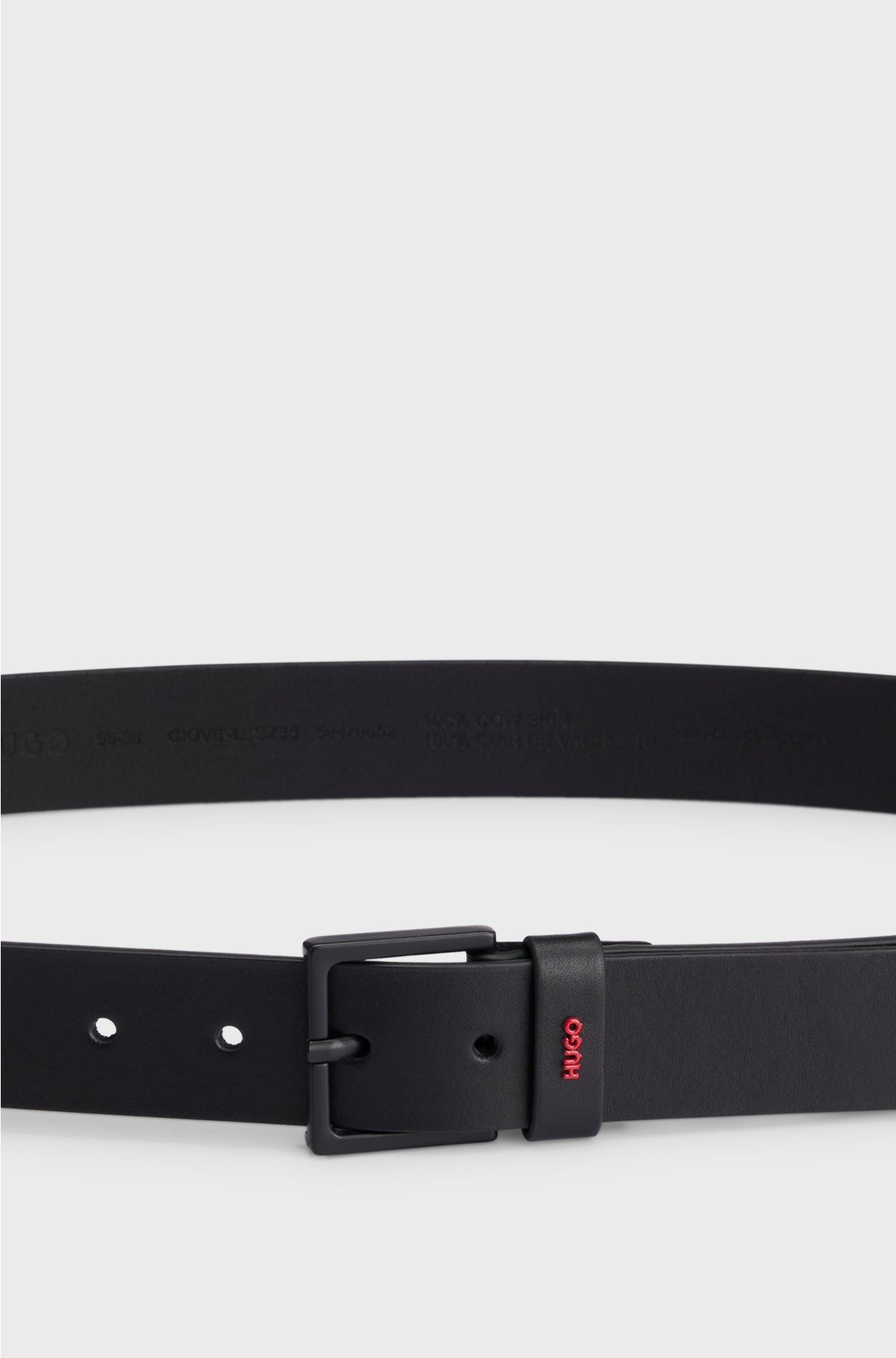 Leather belt with logo-lettering keeper, Black