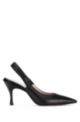 Туфли-слингбэки на каблуке из итальянской кожи наппа с логотипом, Черный