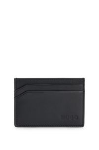 Leather card holder with logo, Black