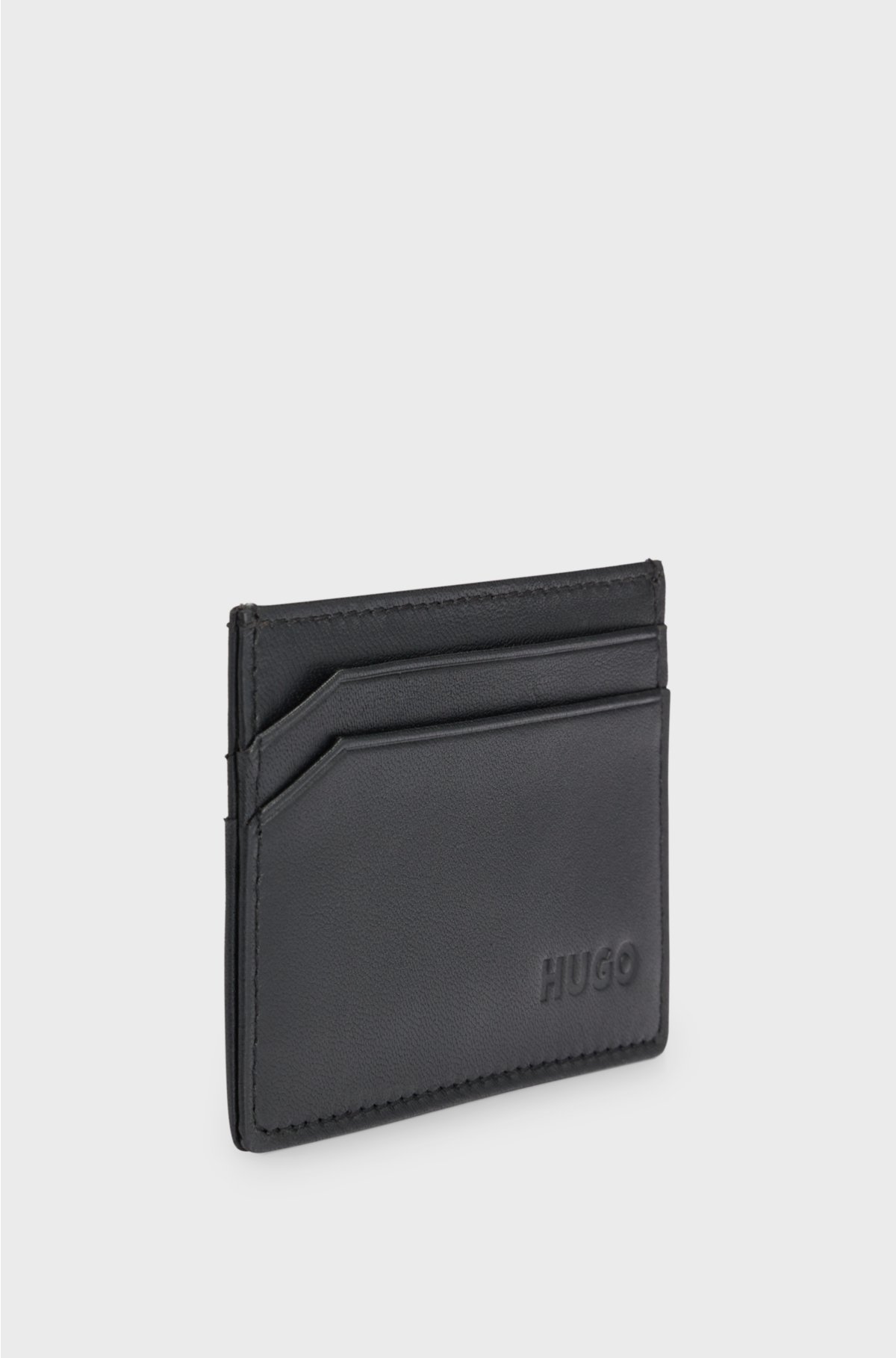 Leather card holder with logo, Black