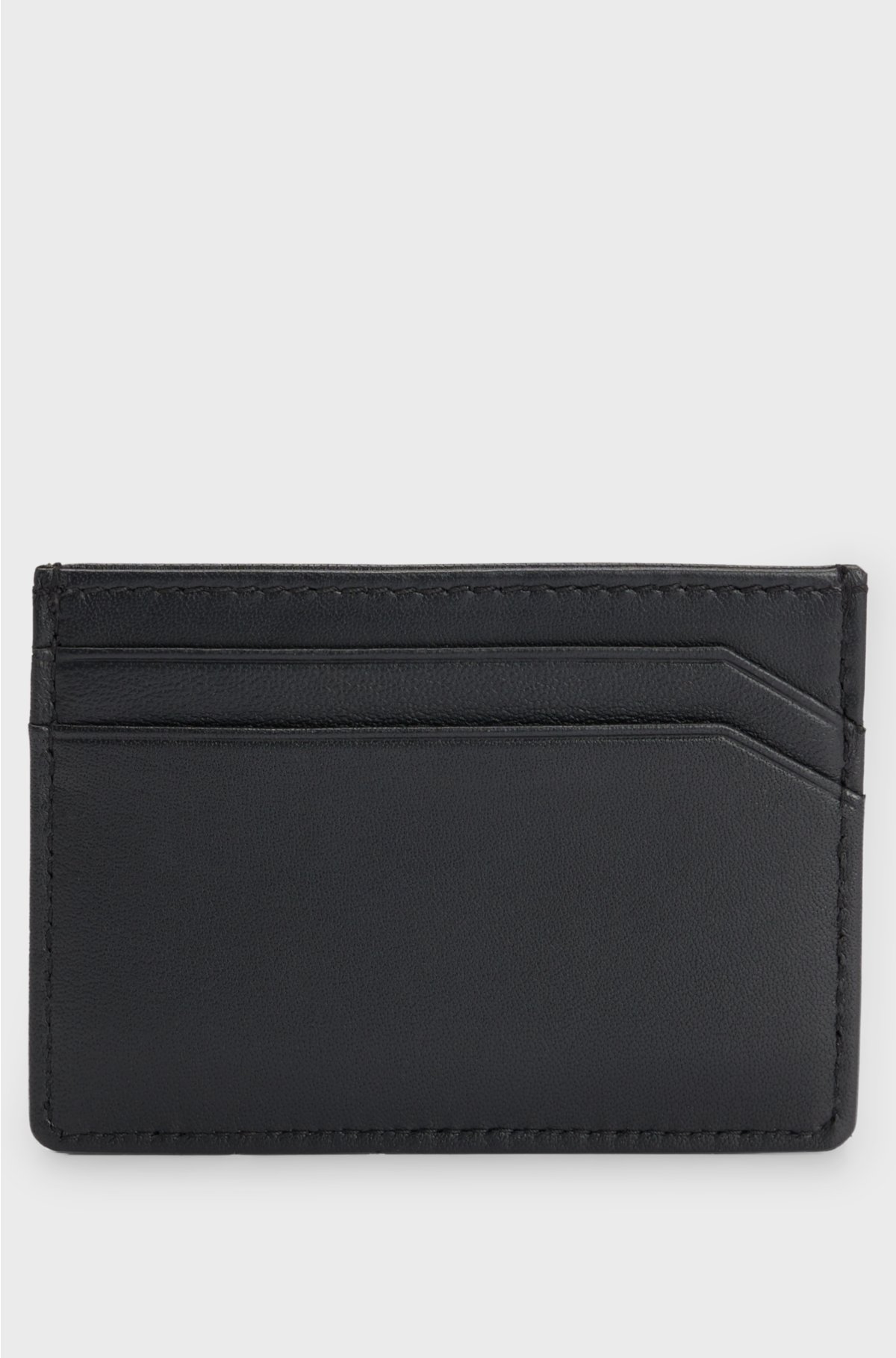 Leather card holder with logo, Black