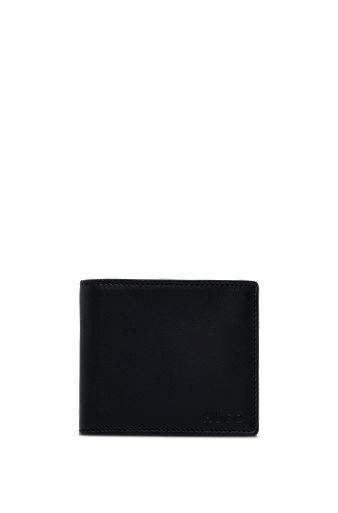 Leren billfold-portemonnee met logodetails, Zwart