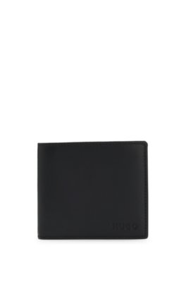 Hugo Uomo Nero Portafoglio Bi-Fold In Pelle Liscia Con Logo In Rilievo