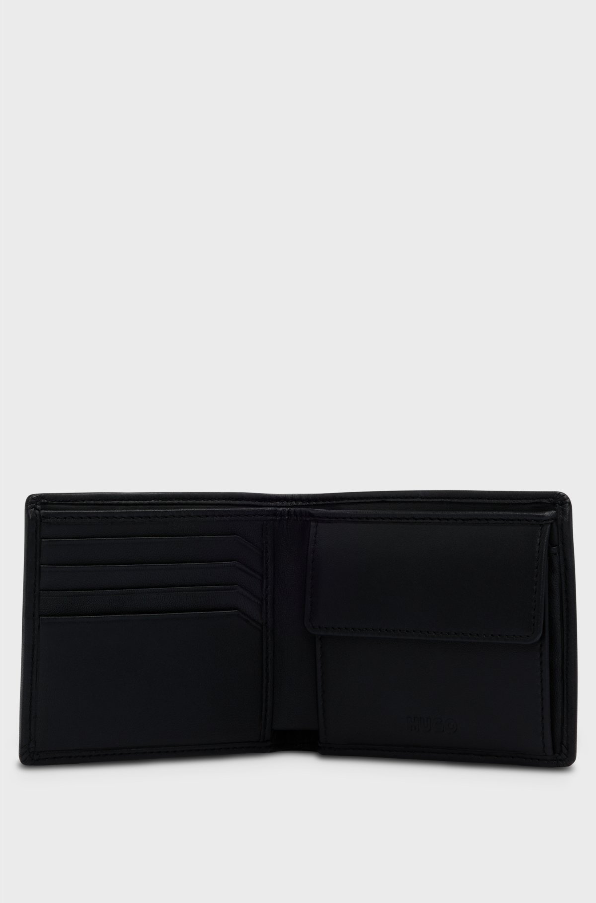 Leather billfold wallet with logo details, Black
