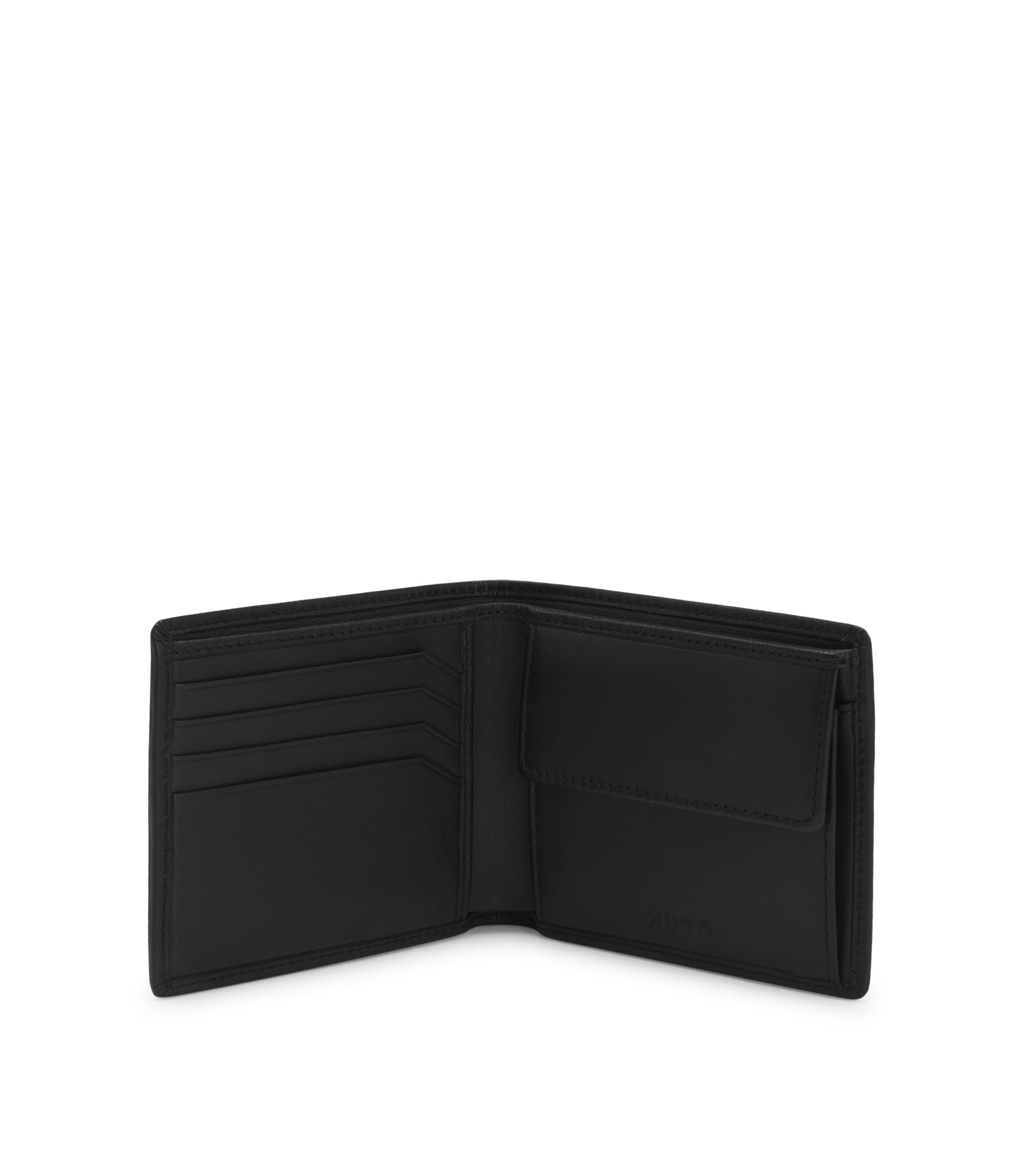 Klappbare Geldbörse aus genarbtem Leder mit Logo-Prägung