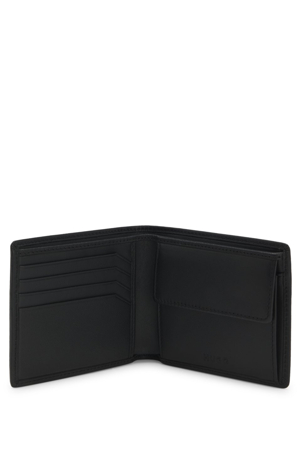 Bifold wallet in smooth leather with embossed logo