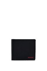 Leather billfold wallet with logo details, Black