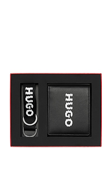 礼盒装皮革钱包和钥匙环,  001_Black