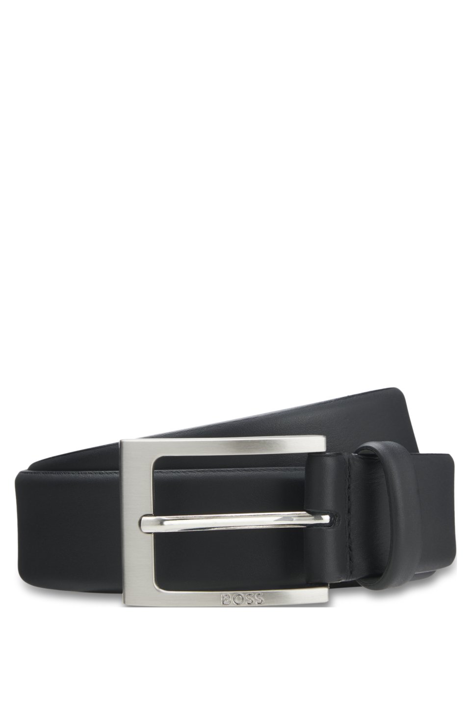 Nappa-leather belt with pin buckle