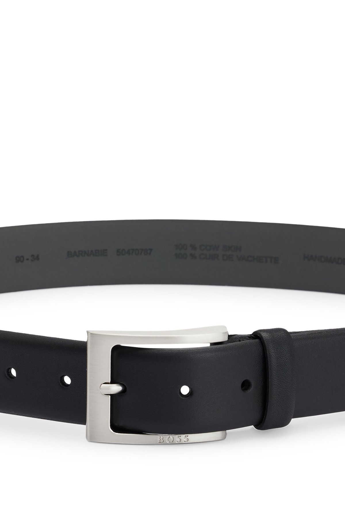 Nappa-leather belt with pin buckle, Black