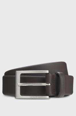 Nappa-leather belt with pin buckle, Dark Brown