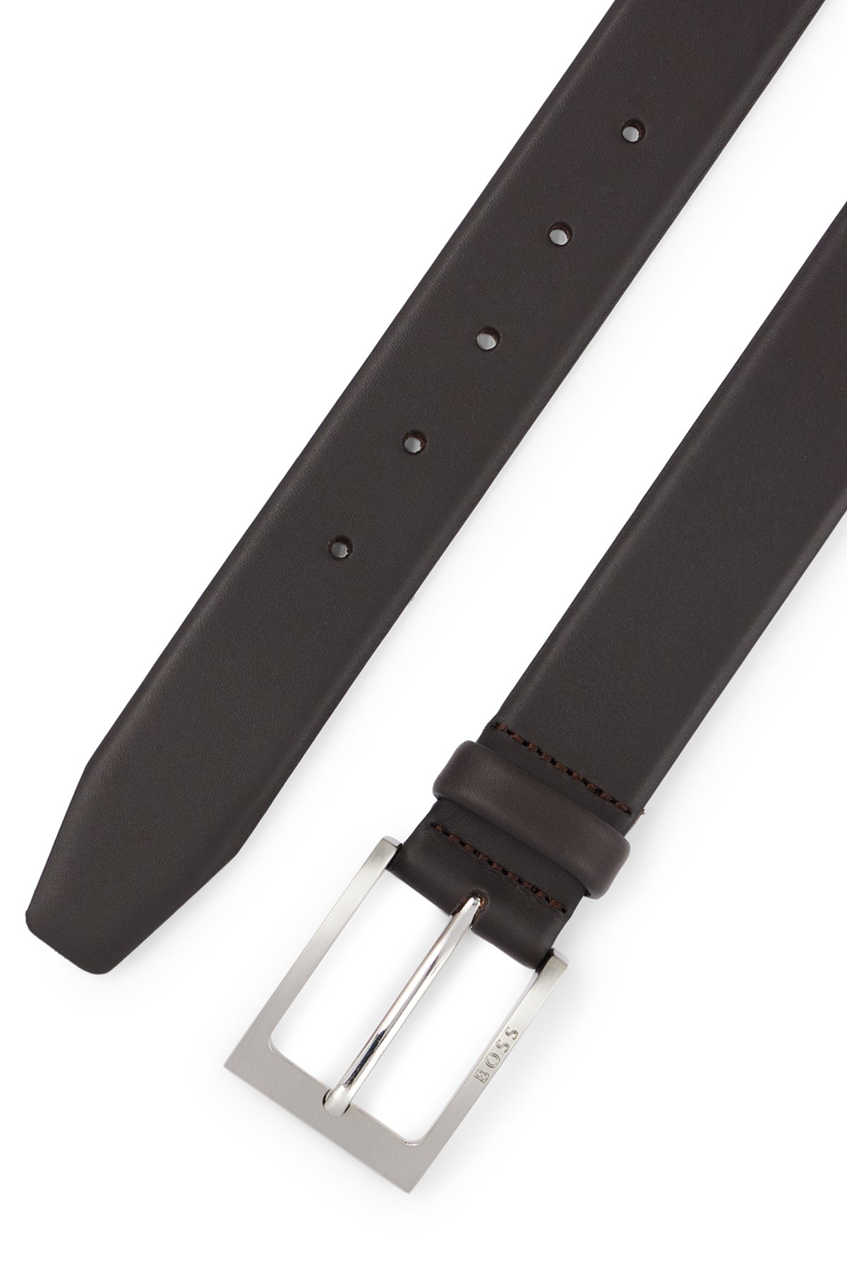 Nappa-leather belt with pin buckle, Dark Brown