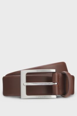 Nappa-leather belt with pin buckle, Brown