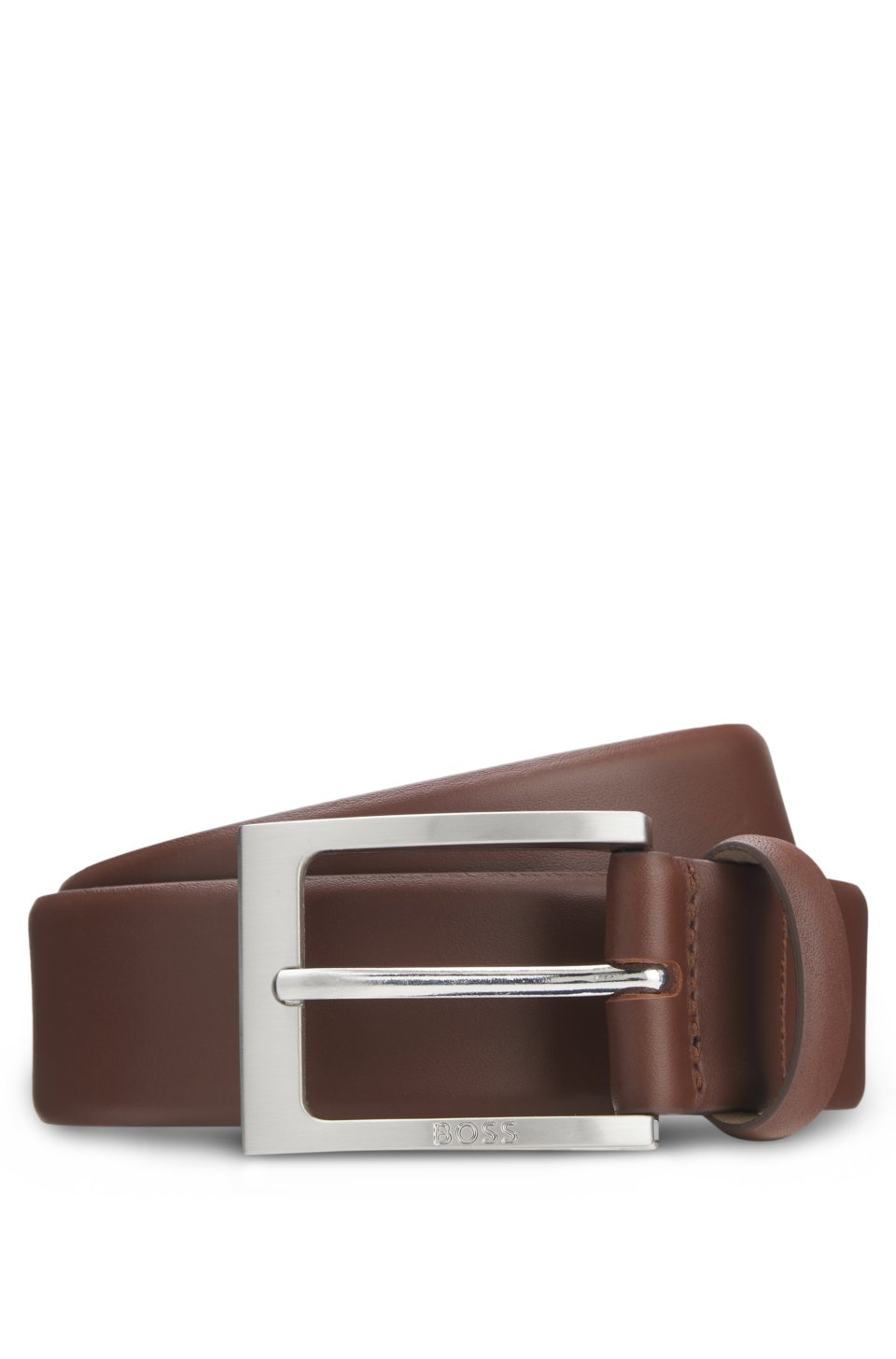 Nappa-leather belt with pin buckle