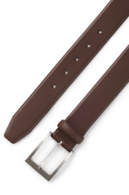 Nappa-leather belt with pin buckle, Brown