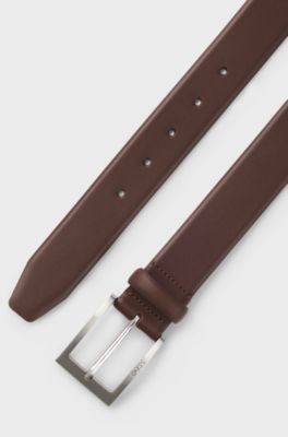 Nappa-leather belt with pin buckle, Brown