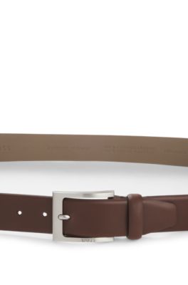 Nappa-leather belt with pin buckle, Brown
