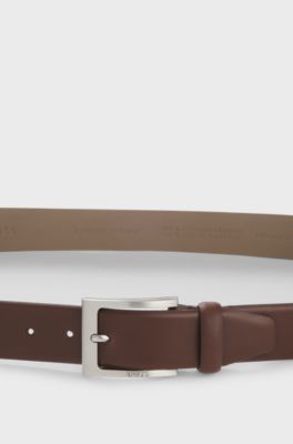 Nappa-leather belt with pin buckle, Brown