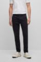 Tapered-fit chinos in overdyed stretch-cotton satin, Black