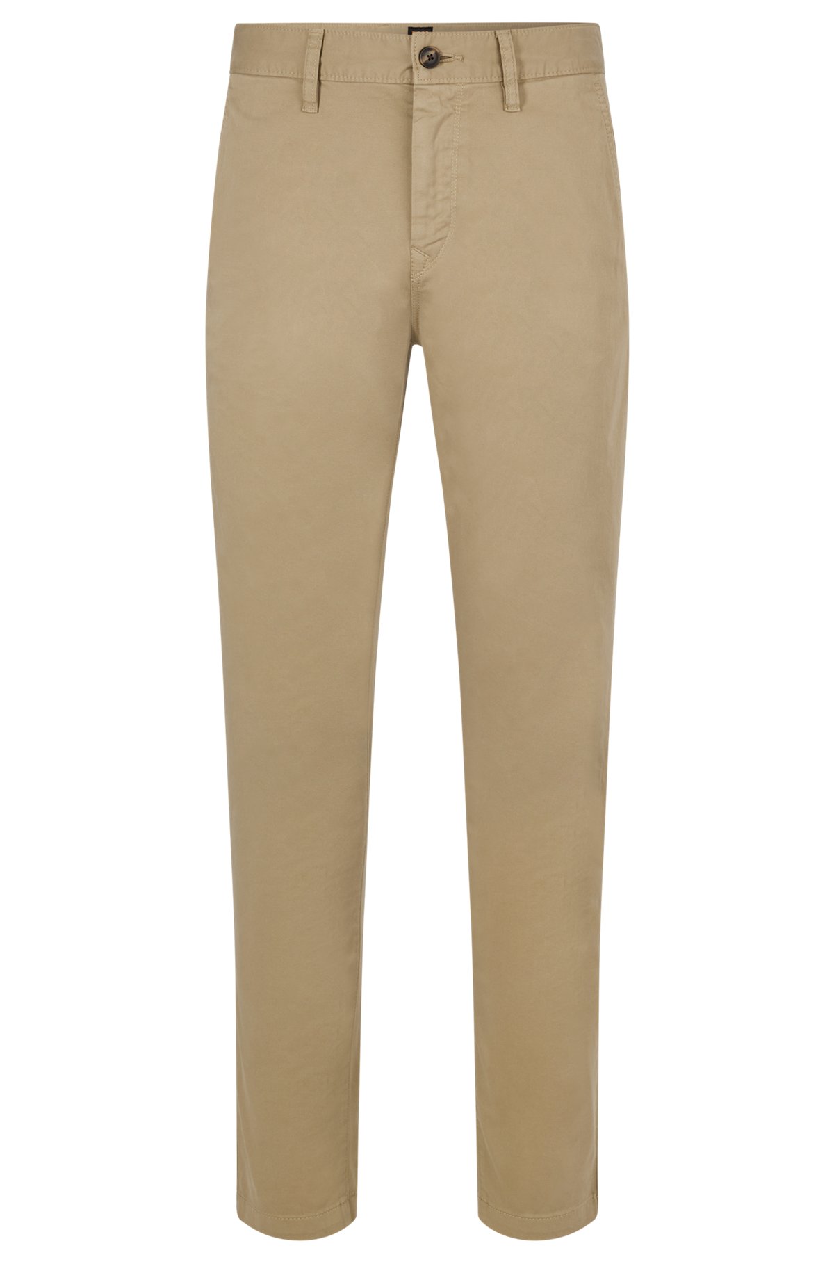Tapered-fit chinos in overdyed stretch-cotton satin, Light Brown