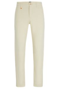 Tapered-fit chinos in overdyed stretch-cotton satin, Light Beige