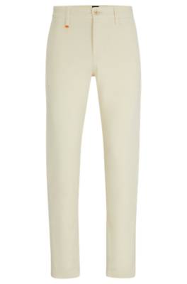 Hugo Boss Tapered-fit Chinos In Overdyed Stretch-cotton Satin In White