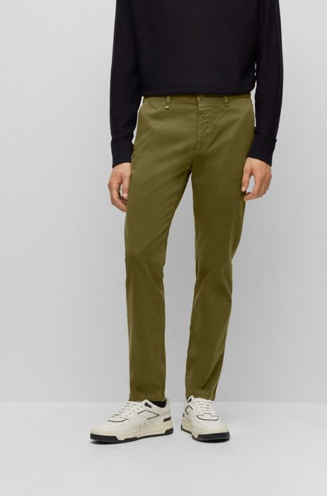HUGO BOSS Homme Vêtements Pantalons & Jeans Pantalons Chinos Chino Tapered Fit en satin de coton stretch surteint 