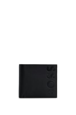 BOSS - genarbtem Geldbörse Leder mit aus Münzfach Logo-Prägung und
