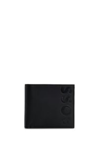 Leder aus genarbtem Geldbörse mit Münzfach und BOSS Logo-Prägung -