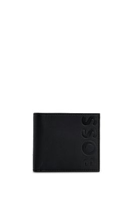 BOSS - Geldbörse aus genarbtem Leder mit Münzfach und Logo-Prägung