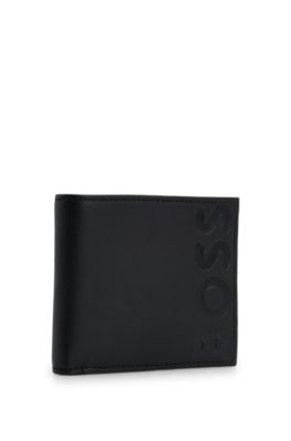 BOSS Embossedlogo wallet in grained leather with coin pocket
