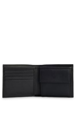 BOSS Embossedlogo wallet in grained leather with coin pocket