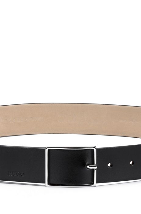 Womens Accessories Belts HUGO Italian-leather Belt With Square Logo Buckle in Black 