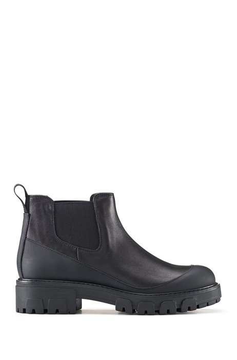 Italian nappa-leather Chelsea boots with rubberised trim, Black