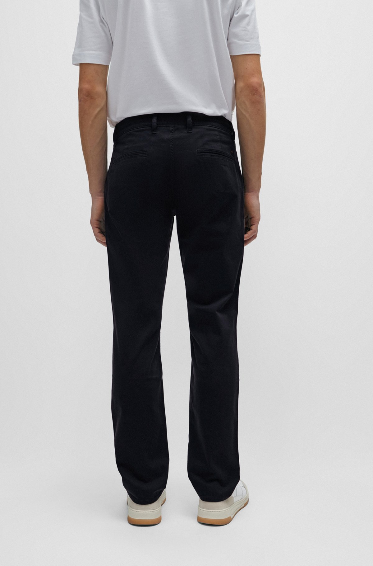 BOSS - Slim-Fit Hose aus elastischem Baumwoll-Satin