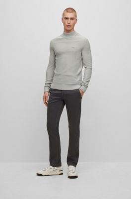 BOSS - Slim-Fit Hose aus elastischem Baumwoll-Satin 