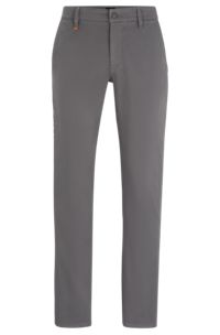 Slim-Fit Hose aus elastischem Baumwoll-Satin, Grau